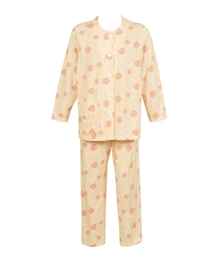 Wacoal Long Sleeves and Pants for Heights Soft and Large Front Suitable for Model DNL302 CR LP [Easy Partner] Pajamas, [Suitable 146cm-154cm], 100%