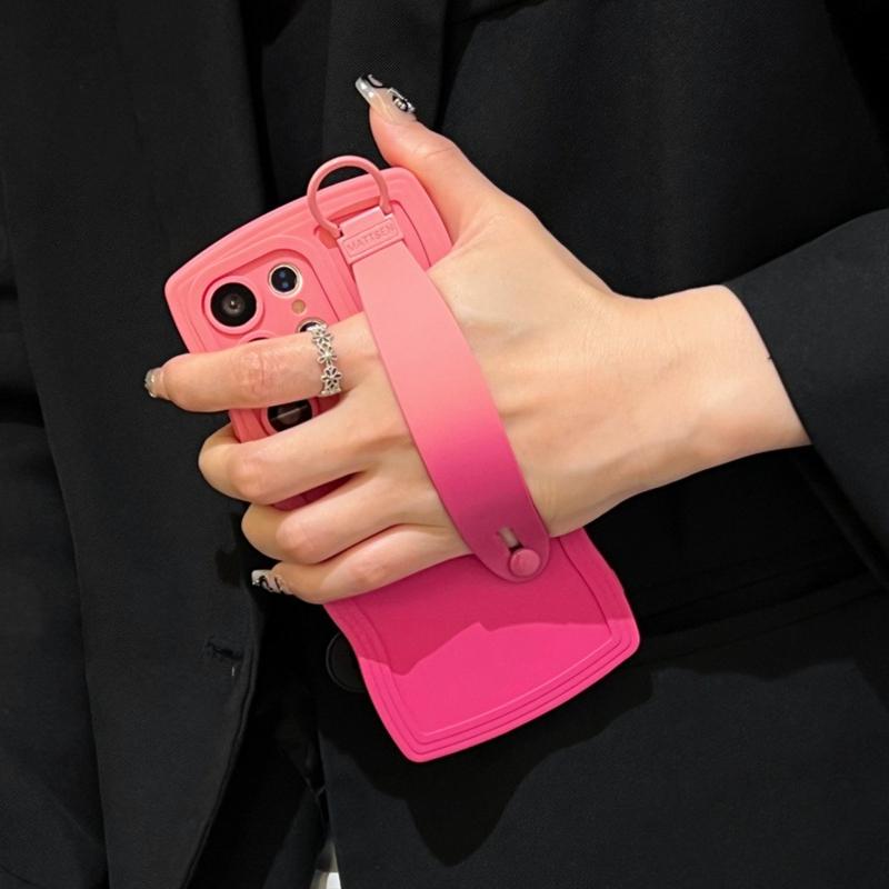 Gradient Color Wave Wristband Case for Samsung Galaxy S26 Ultra S25 S24 S23 S22 Ultra S24 FE S26 Plus A55 A35 A36 Bracket Cover