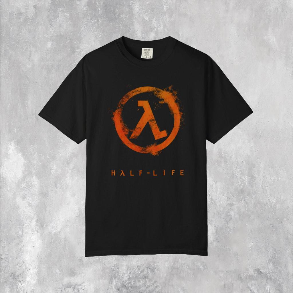 Half Life Lambda Logo T-Shirt | Videospiel Retro Wissenschaftssymbol, Unisex garment-gefärbtes T-Shirt