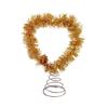 Tinsel Fringe Christmas Tree Topper Metallic Golden Star/Moon/Heart Christmas Treetop Ornament for Xmas Tree Decoration Holiday Party Supplies