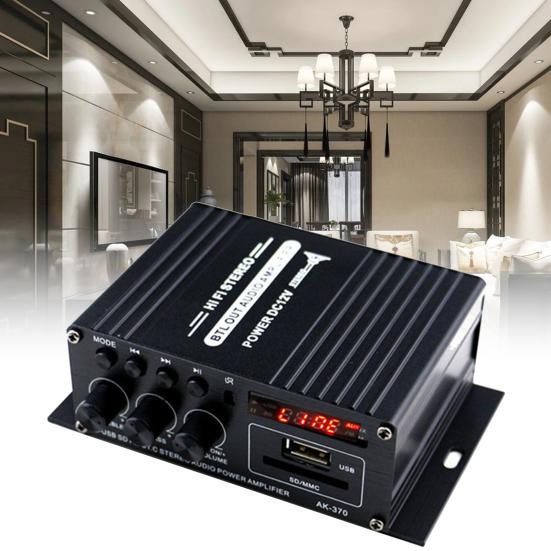 AK370 Power Amplifier Distortion Bluetooth-compatible Wireless Multifunctional Low Connection 12V/220V 2CH Audio Amplificador