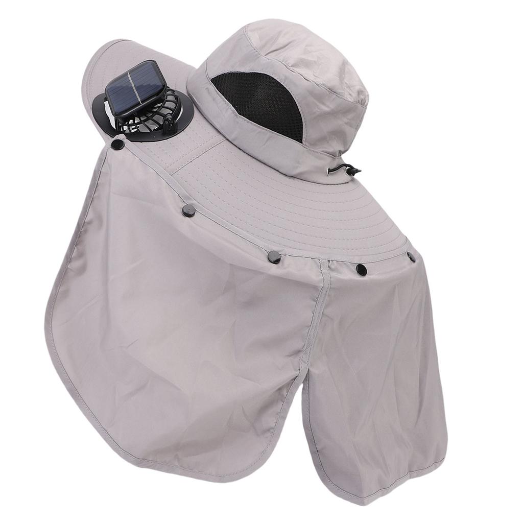 Solar Fan Hat Multifunctional Rain Proof Neck Flap Adjustable Air Volume Fishing Hat with Solar Fan