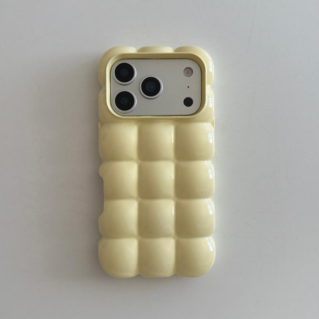 Custodia per Telefono Cover Case Colore Solido Lucido Opaco Placcata con Motivo a Griglia per Pane Stereoscopico Creativo per iPhone 17 16 15 14 13 12 Pro Max