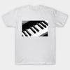 Men Black Print T-shirt Piano Keys No-Cut Transfer Paper Print Cotton Tshirt