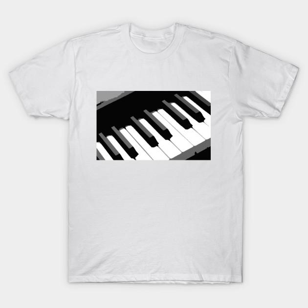 

Men Black Print T-shirt Piano Keys No-Cut Transfer Paper Print Cotton Tshirt L білий