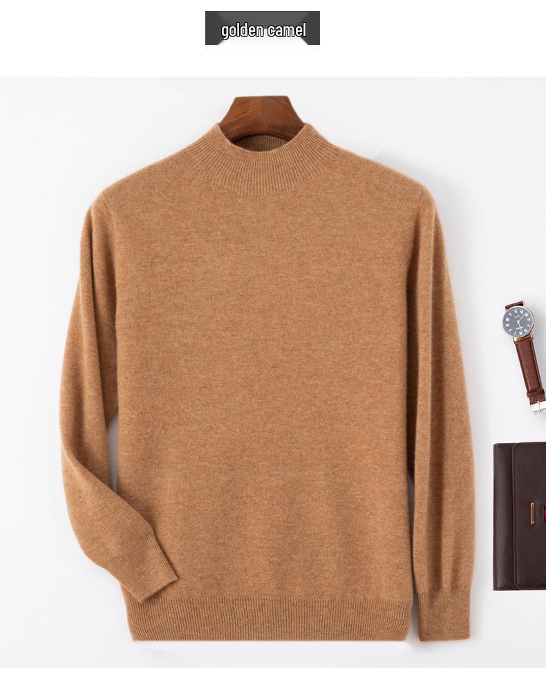 Herren Pullover aus reiner Wolle, halbhochgeschlossen, nahtlos - Herbst/Winter Strickware, Basisschicht Pullover