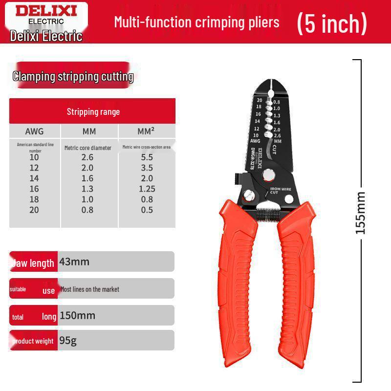 

Delixi Multifunctional Electrician s Wire Stripping and Crimping Pliers