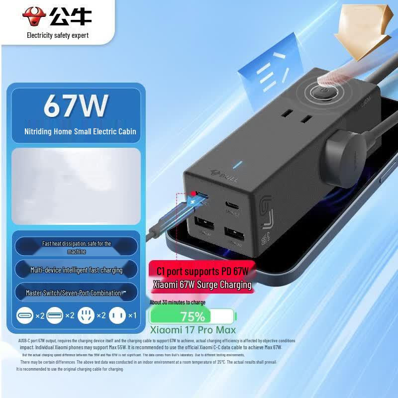 BULL Smart GaN USB Fast Charging Power Strip CN plug (adapter included)