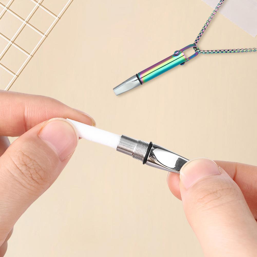 Breathing Necklace with Filter Cotton Titanium Steel Pendant Wear Resist Mindfulness Necklace for Smoking Cessation Tool