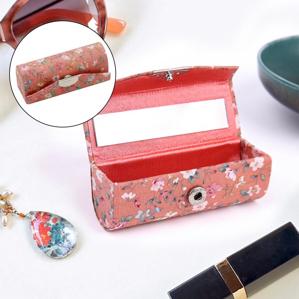 

2 шт. Футляры для губной помады с цветочным принтом, Ретро органайзеры для губной помады с зеркалом, Косметические