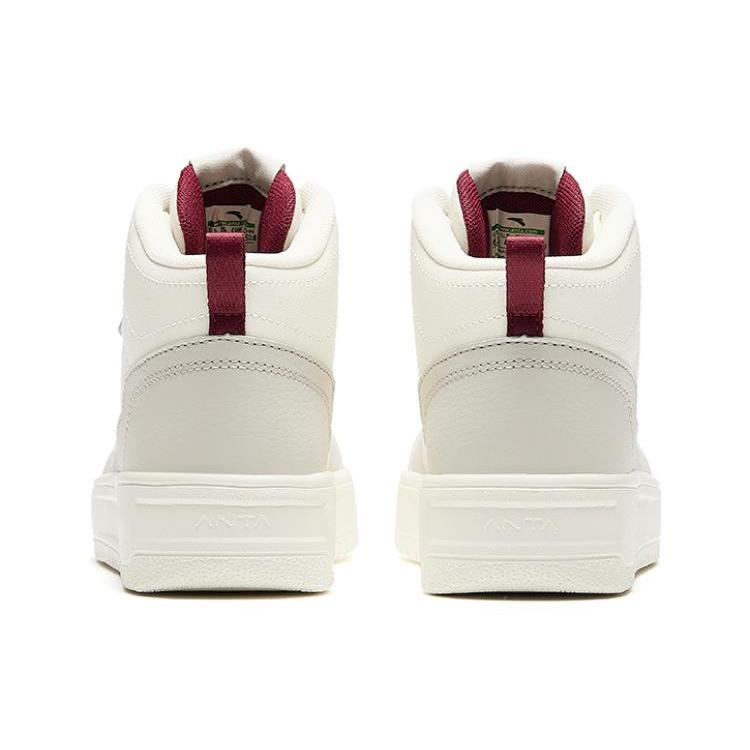 New Anta Height Increasing Lightweight High Top Skateboard Shoes Women's White Red 922448002Q-5