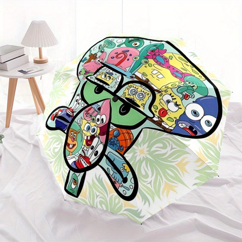 

1pc SpongeBob SquarePants Automatic Opening/Closing Umbrella - Portable 3-Fold Design, 8-Bone Iron Frame Outdoor Umbrella, Ideal Gift for Fans, T