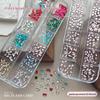 Flat-Bottom Irregular Diamond Nail Art Accessories: 12-Grids Crystal Champagne Pink DIY Nail Drills