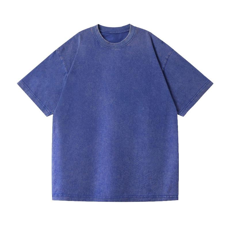 Men s T-shirt gram pickled fried snowflake loose old retro long-sleeved washed short-sleeved pure cotton t-drop S