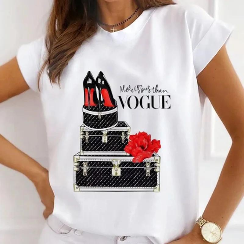 Festival Christmas Printed Short Sleeved Casual Womens Tshirt Crewneck Tops Kawaii Fashion Women TShirt Clothes Harajuku