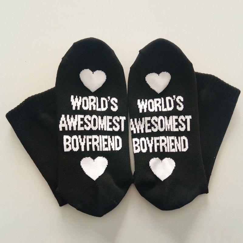 2Pairs of Unisex Socks Letter Print Socks Personalised Socks Couple Socks Cotton