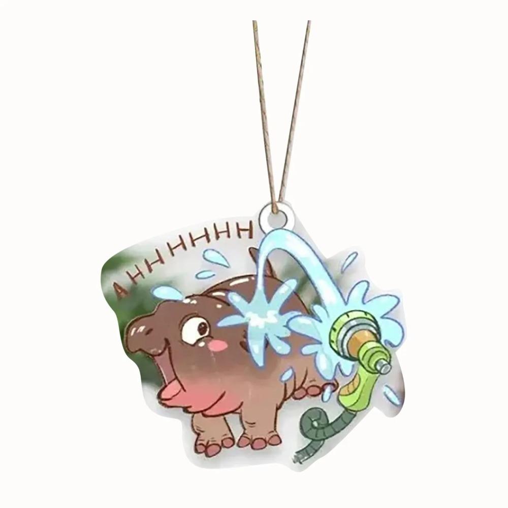 Cartoon Moo Deng Christmas Hippo Resin Figurine Pygmy Kawaii Xmas Tree Pendant Home Decoration Moo Deng Toy