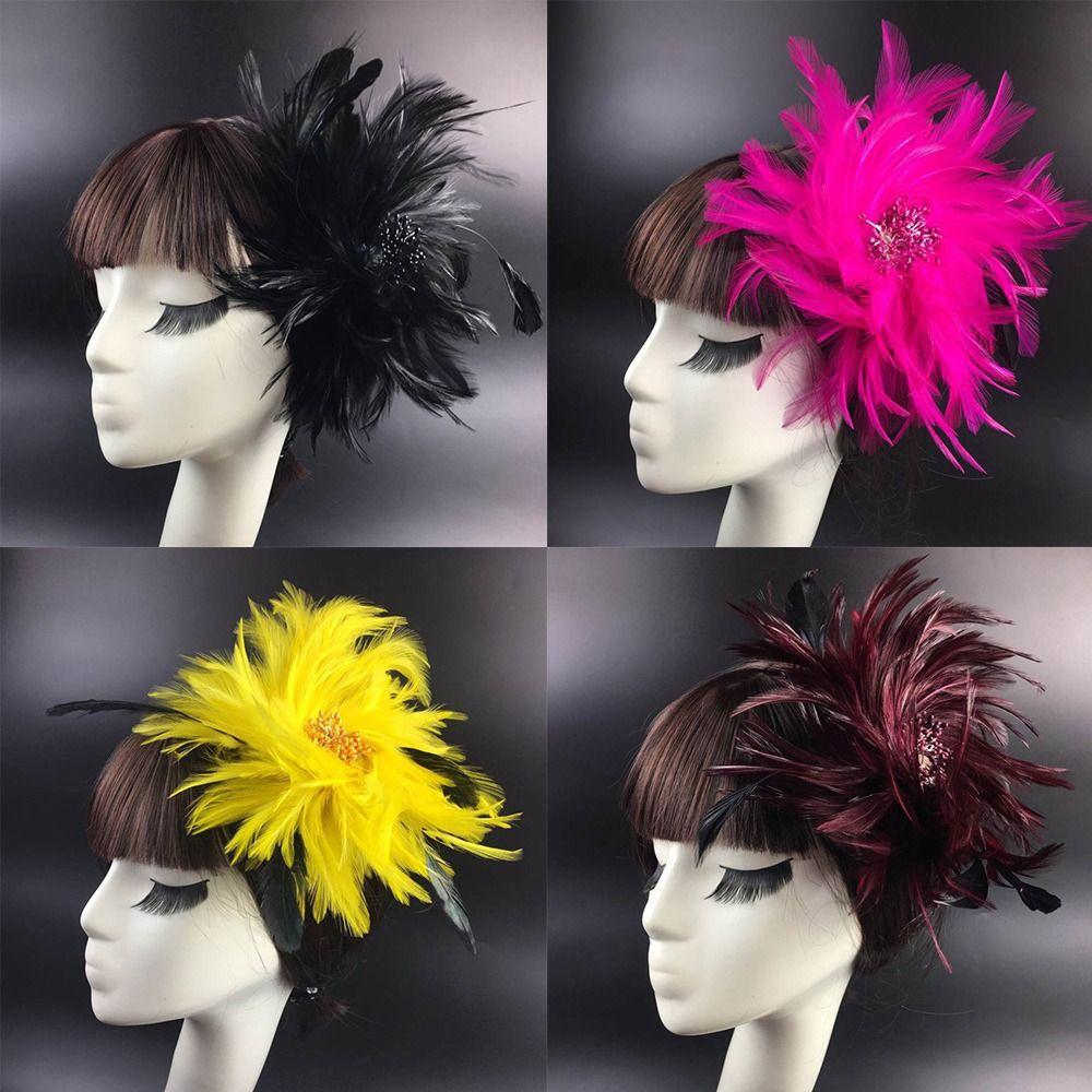 

Новый цветок свадебный головной убор клип сценический банкет аксессуары для волос повязка на голову с перьями