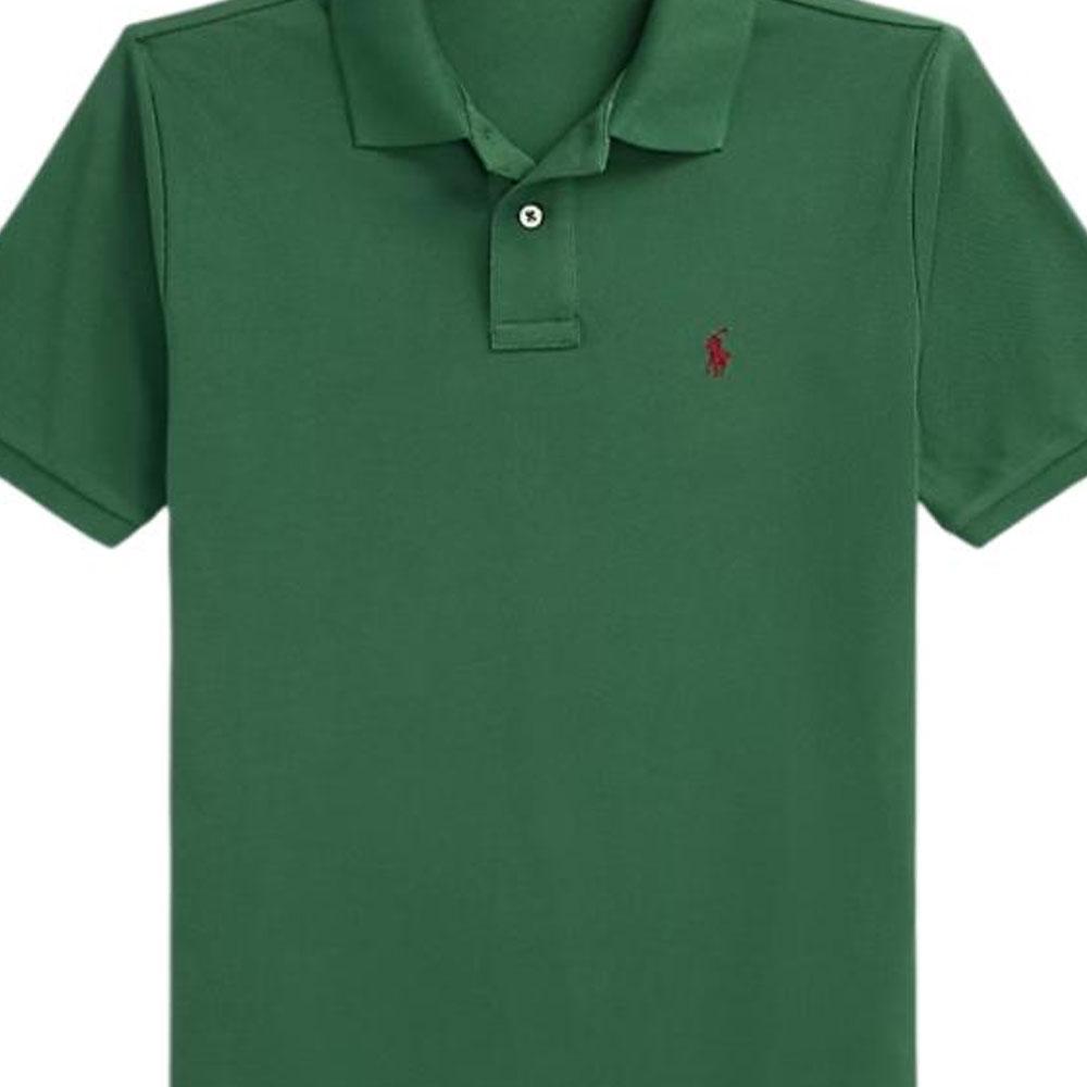 Polo Ralph Lauren Polo Shirt Solid Color Logo Embroidery Button Short Sleeve Kids Tops Green 323703632-181