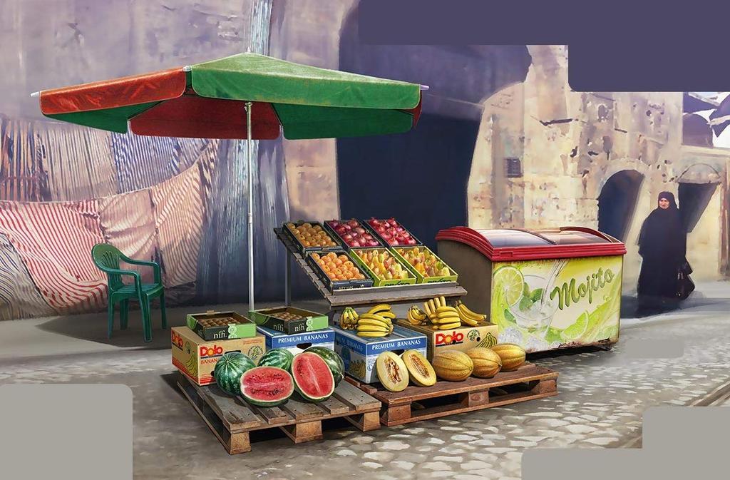 Miniart 1/35 scale roadside fruit stand plastic model MA35612