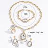 Foreign Trade Trend Exaggerated Droplet Gemstone Necklace Earrings Bracelet Ring Alloy Four Piece Set Bridal Banquet Jewelry