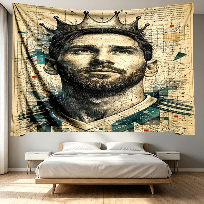 Football Player Print Tapestry - Portable Wall Decor Cloth, for Home, Dorm, Travel, Bedroom, Living Room - Ideal Birthday Housewarming Gift