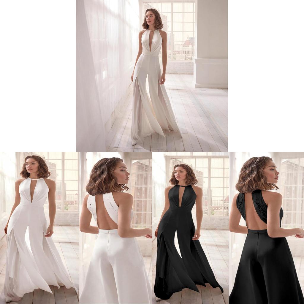 Elegante Tuta da Donna con Scollo a V Profondo e Design Spliced per l'Estate Casual