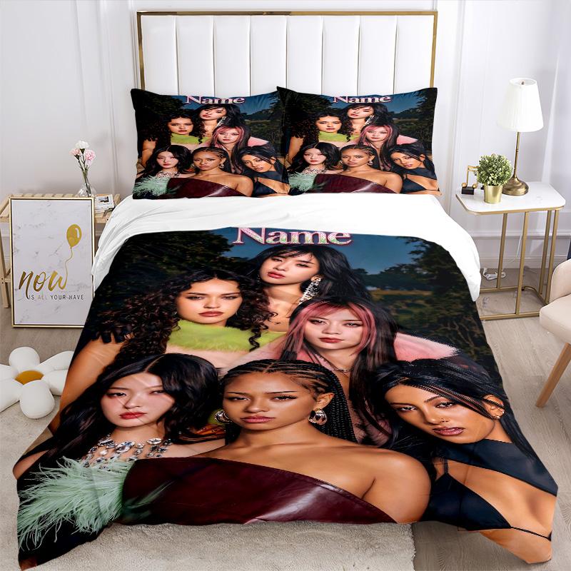 Custom Name Girl Group Fashion Portrait Print 3Pcs Bedding Set,Duvet Cover with 2 Bedro,Pillowcase Home Birthday Gift