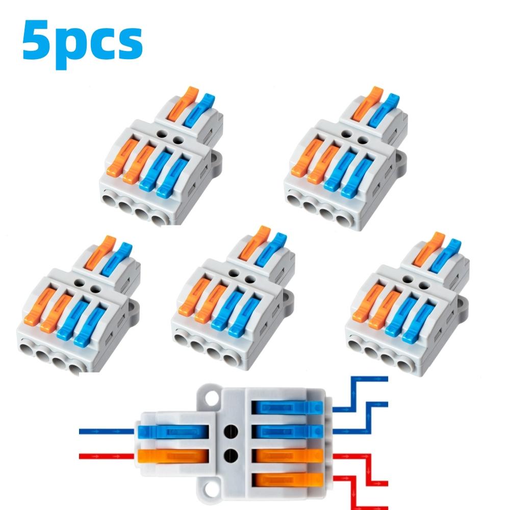 5/10pcs Wire Connectors 2 To 4 Compact Quick Connectors For Wires Pole Wire Nut Connector Terminal For 28-12 AWG