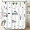 Whimsical Greenery Shower Curtain Pastel Colors for Bathroom Decor Creative Car Tree Design Waterproof Fabric Water Repellent 72