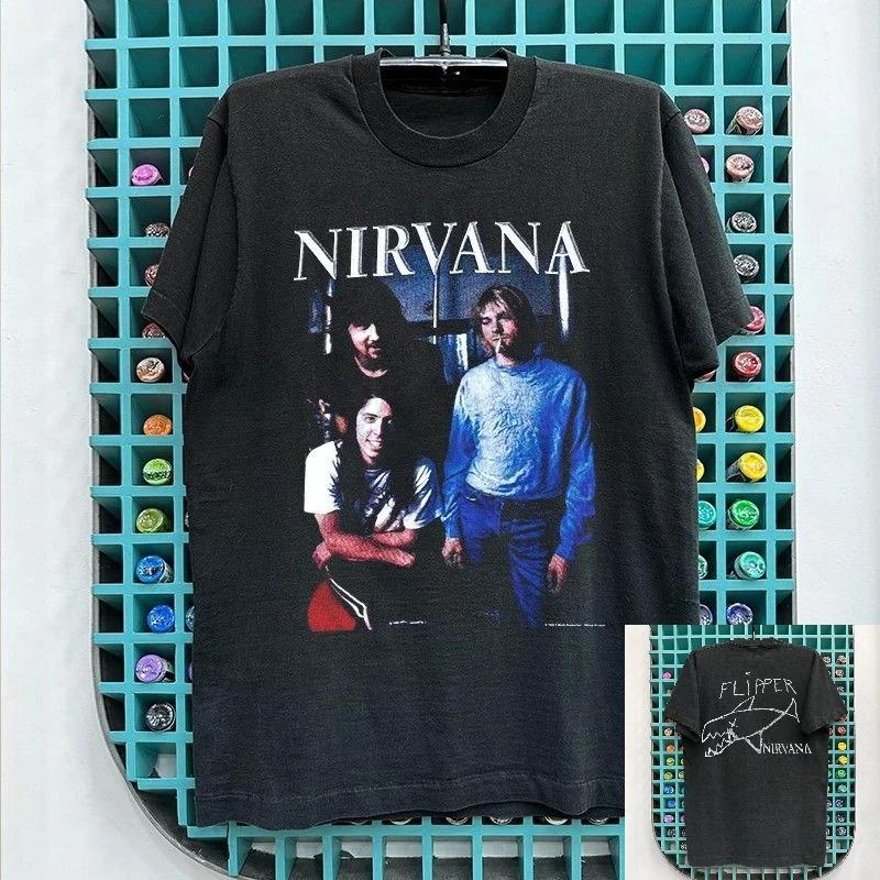 Nirvana Groupe de Rock Album Classique Affiche Impression Graphique T-shirt en Coton Streetwear Hip Hop Mode T-shirt Unisexe Femme Haut Lâche Surdimensionné