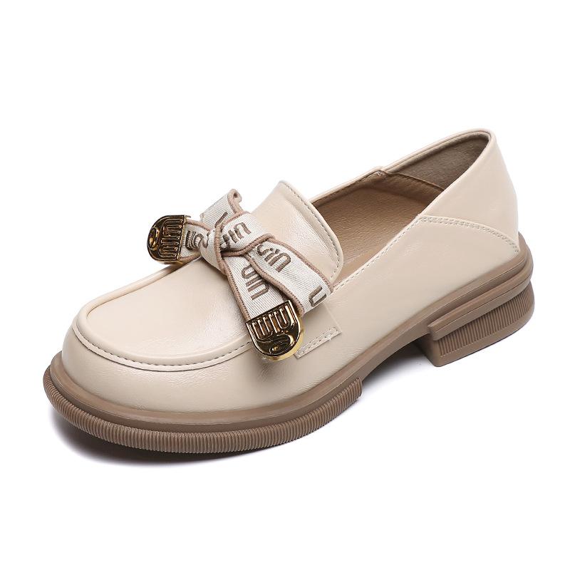Fashion Frontier Platform Loafers Spring Versatile Bow Single Shoes One Pedal British Style Small Leather Shoes