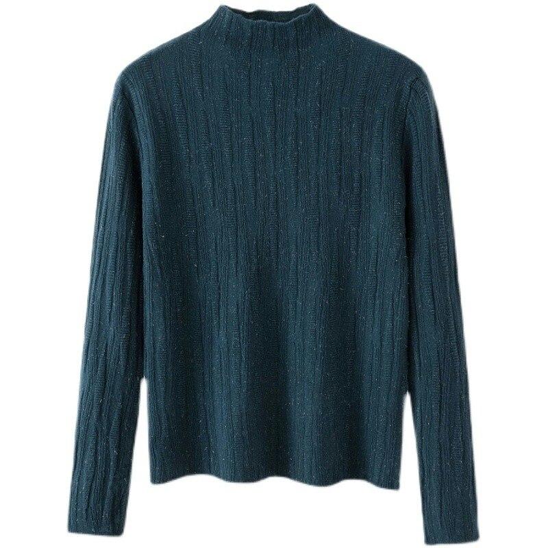 2023 Autumn Winter Knitted Pullover Fashion Sweater Women Long Sleeve Top Office Shirt Knitwear Bottoming Top Clothes 28715