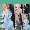 Damen Winter Langarm Flauschiger Pullover Oberteile Damen Party Bodycon Pulloverkleid