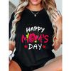 Happy Moms Day T Shirt Black Rose And Hearts Print For Mother S Day Celebration