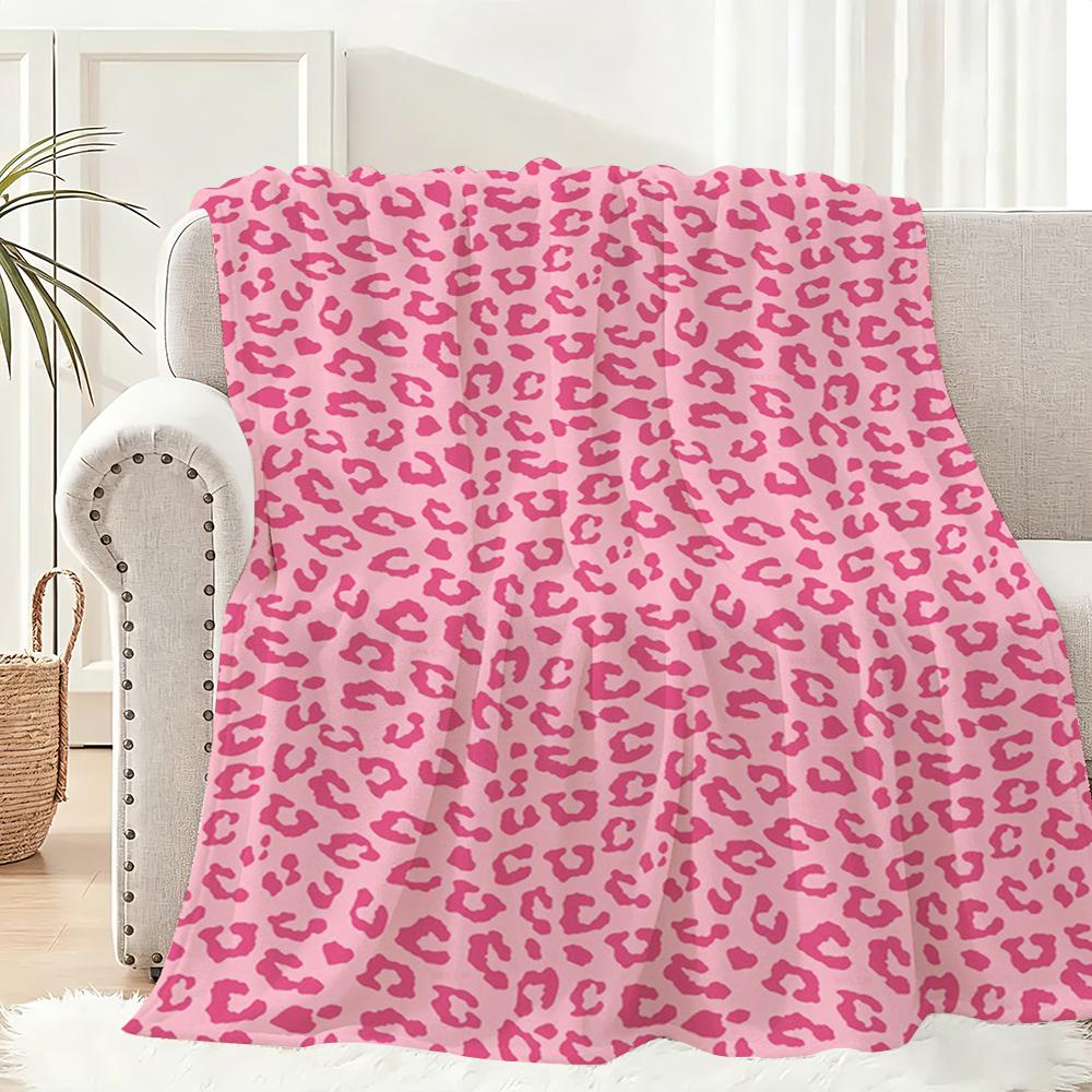 Classic leopard Print pink Throw Lightweight 240g Flannel Blanket Soft Skin-friendly for Summer Cooling 75x90cm