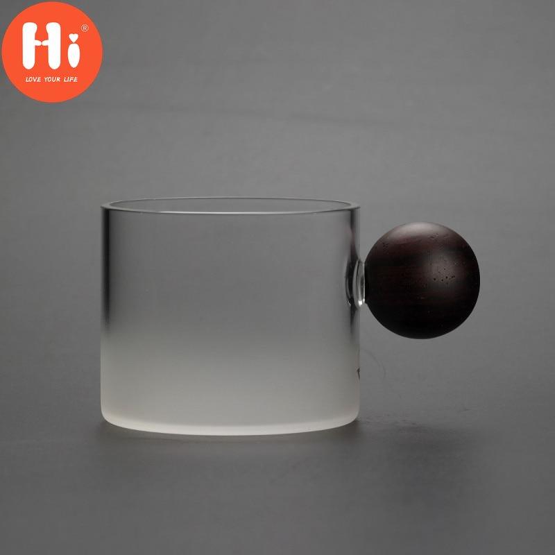 Glas W Himmel Weinglas mit Holzgriff Büro Kleine Teetasse Handgefertigter Becher Trinkgeschirr