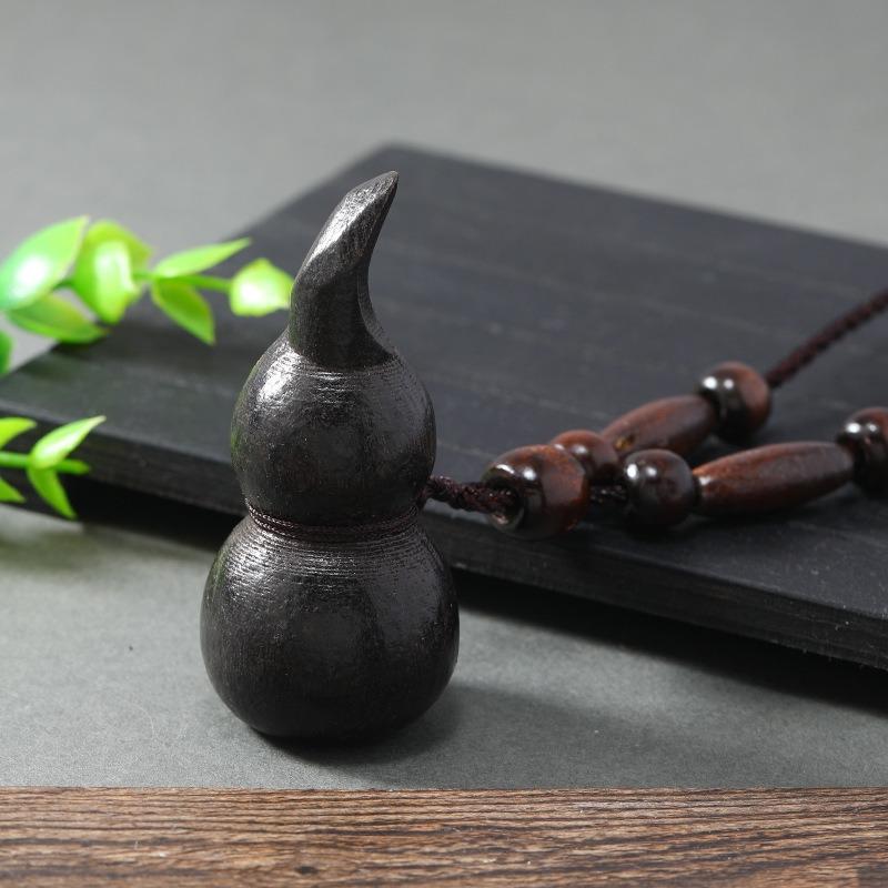 Hand-carved Mahogany Necklace Retro Femininity Long Autumn and Winter Sweater Chain Cotton and Linen Accessories