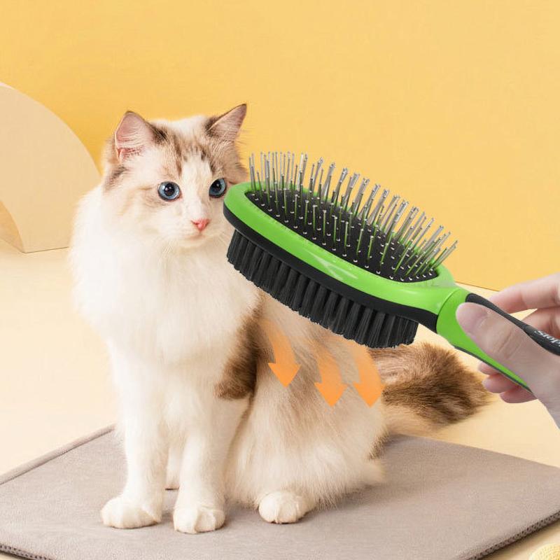 Comfortable Handle Double-sided Combs for Dogs Hair Knot Opening Stainless Steel Cleaning Massage Tools Dog Brush Pet Supplies