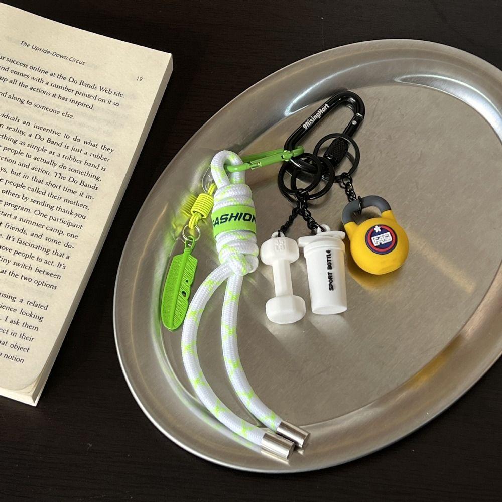 with D-shaped Buckle Fitness Series Pendant Colorful Simulation Dumbbells Keyring  Fitness Prople