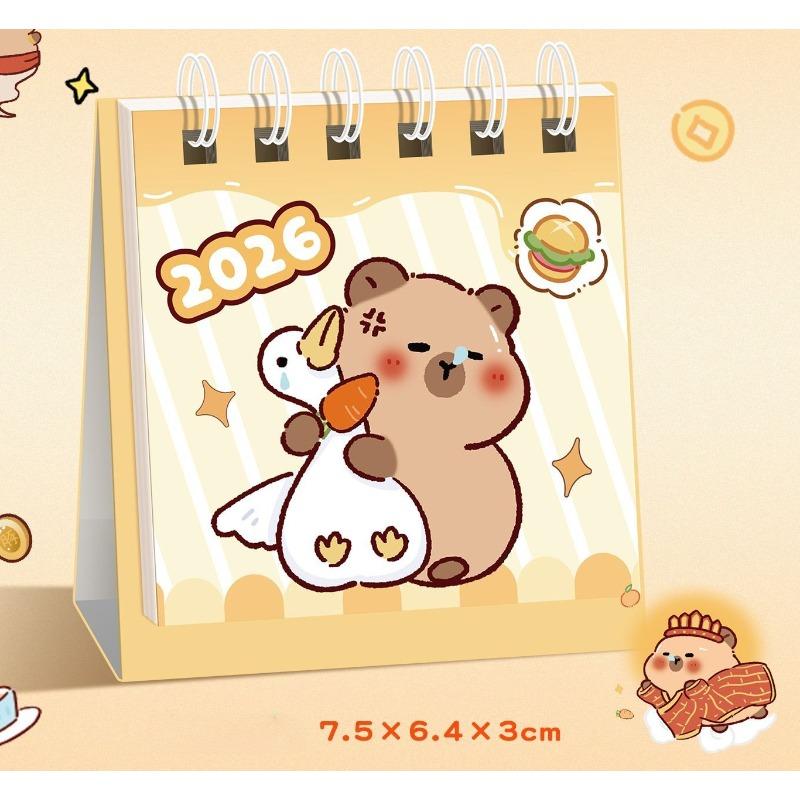 Kawaii Mini liten skrivebordskalender juli 2024 til desember 2025 Pocket Bærbar kartongkalender Punch Plan Kontor Skrivebordsdekorasjon
