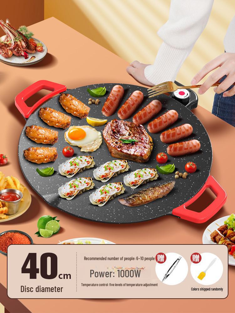 Korean Electric BBQ Grill: Outdoor/Indoor Non-Stick Multi-Function Cooking Tray for Students & Home Use