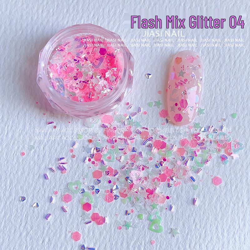 

Korean Style Sequin Nail Art: Sparkle Stars, Hearts & Starburst Glitter
