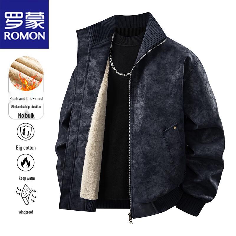 ROMON Men's Warm Faux Leather Jacket