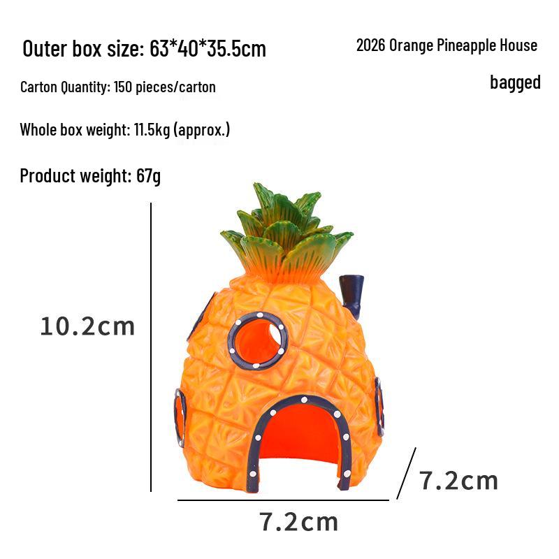 Cartoon Ananas Haus Dekor für Aquarium - Inspiriert von SpongeBob, Thaddäus und Mr.. Krabs