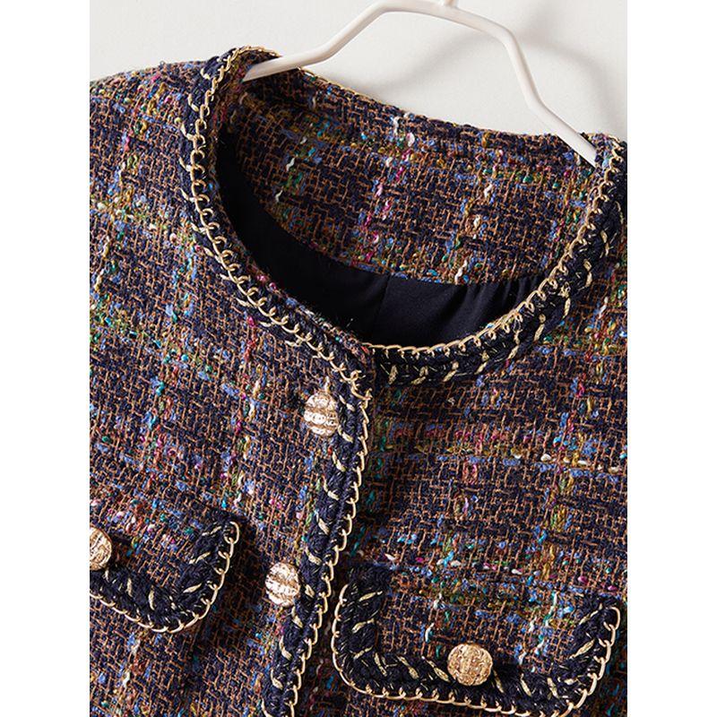 Classic Style Classic Series Tops! Women's Gold Chain Side Single-Breasted I-Shaped Vest Fall and Winter Wear Woolen Outwear