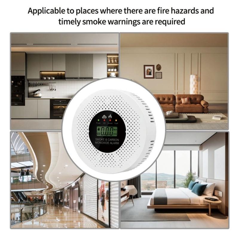 Advanced 2 In 1 Carbon Monoxide Smokes Detectors Featuring Real Time Display & High Accuracy Sensors for Household