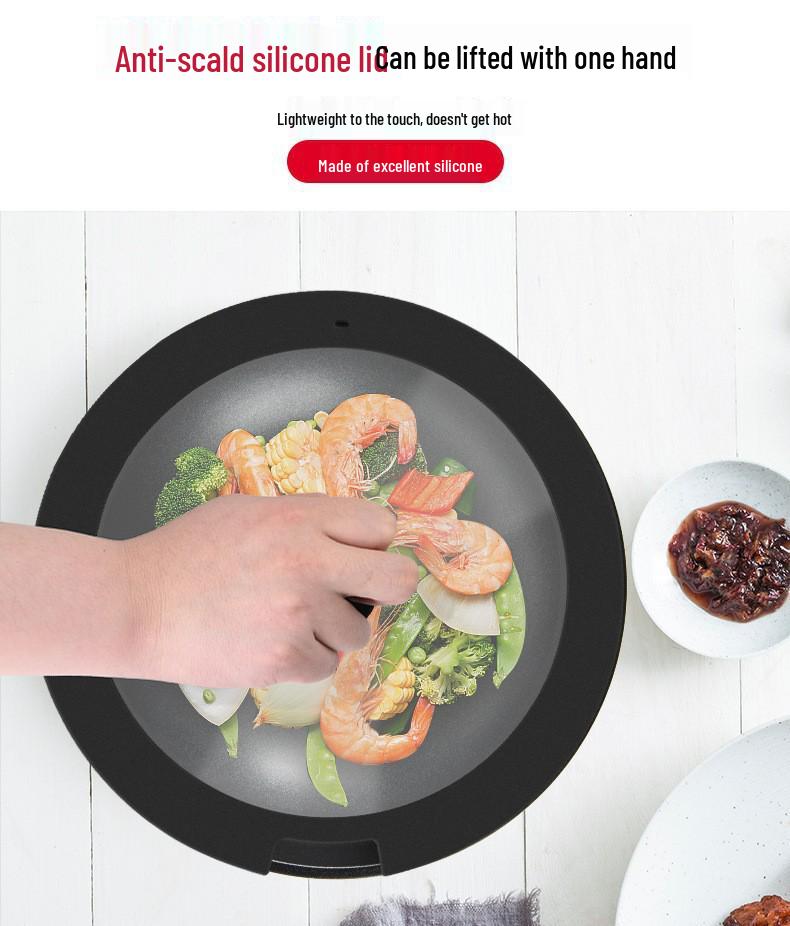 Universal Heat-Resistant Silicone Pot Lid with Notch - Edge-Sealing Glass Lid for Soup, Stir-fry, and Frying