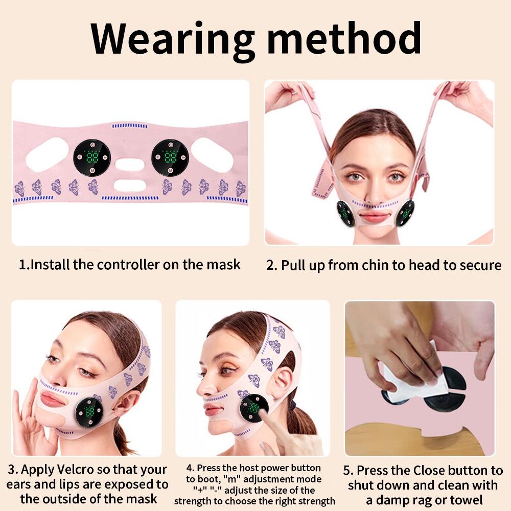 Microcurrent Facial Massager V Face Band EMS Skin Lifting Device for Anti Aging and Jawline Tightening