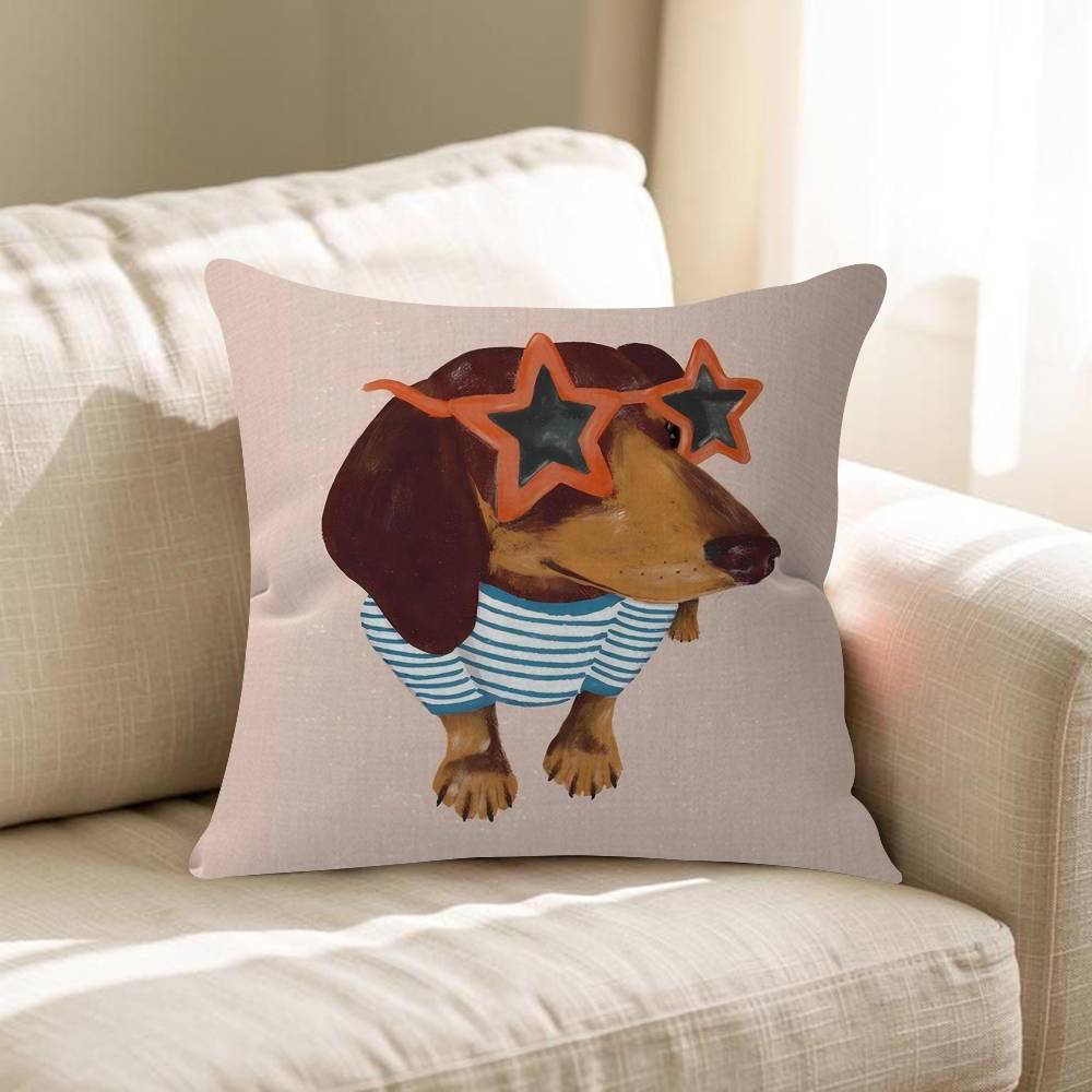 Cartoon Cute Dachshund Personalized Pillow Dust Cover Bedroom Kids Party Decoration Pillowcase Birthday Children Gift
